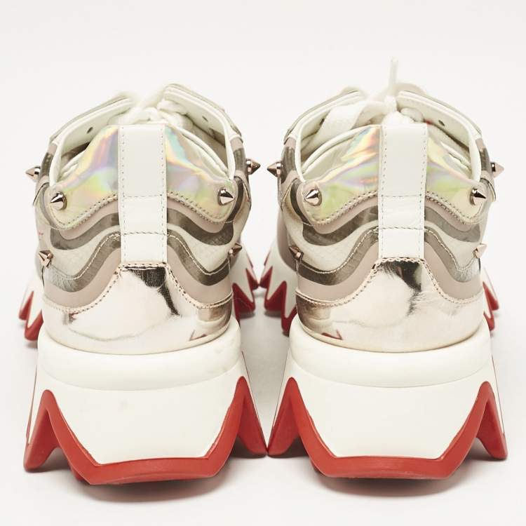 Pre Owned Christian Louboutin Tri-Color Leather and Net Sharkina Sneakers Size 36