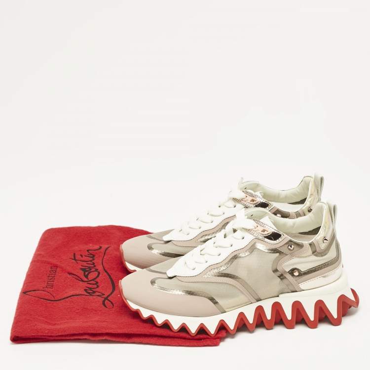 Pre Owned Christian Louboutin Tri-Color Leather and Net Sharkina Sneakers Size 36