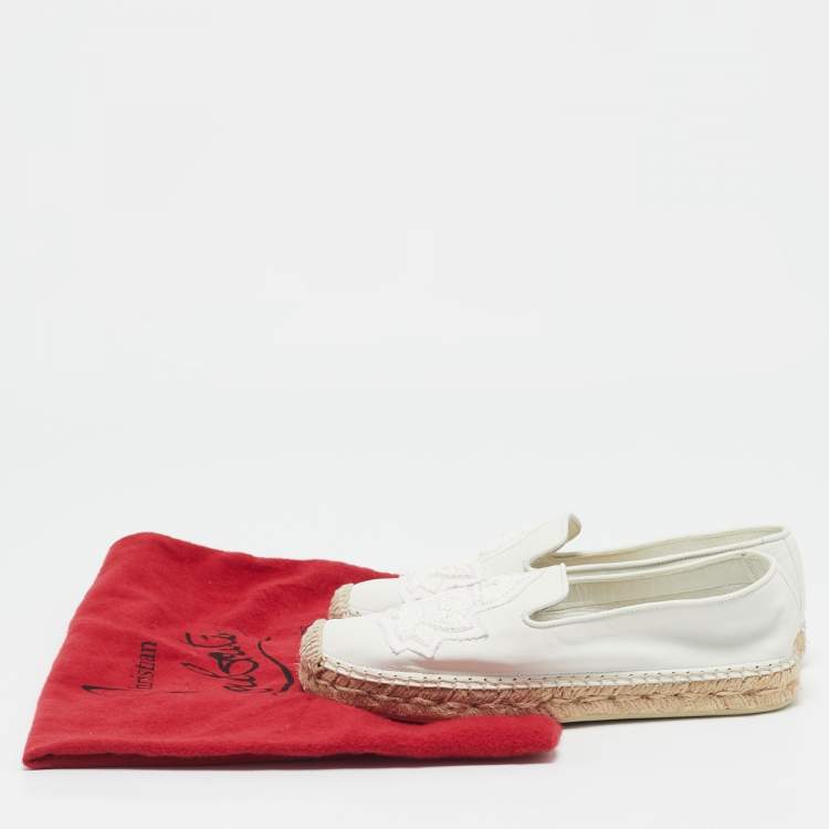 Pre Owned Christian Louboutin White Leather Nanou Orlato Espadrille Flats Size 35