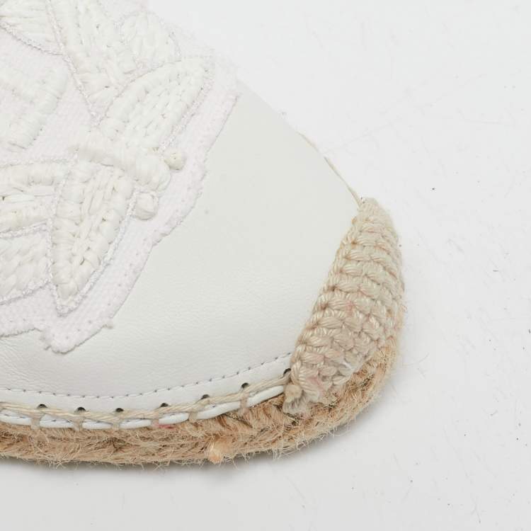Pre Owned Christian Louboutin White Leather Nanou Orlato Espadrille Flats Size 35