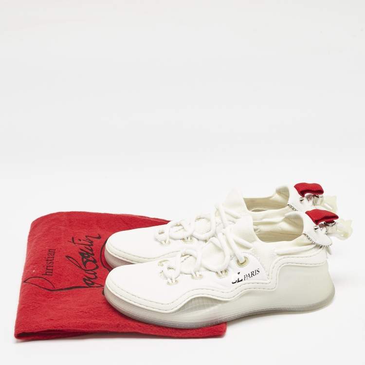 Pre Owned Christian Louboutin White Suede and Fabric Arpoador Donna Sneakers Size 36
