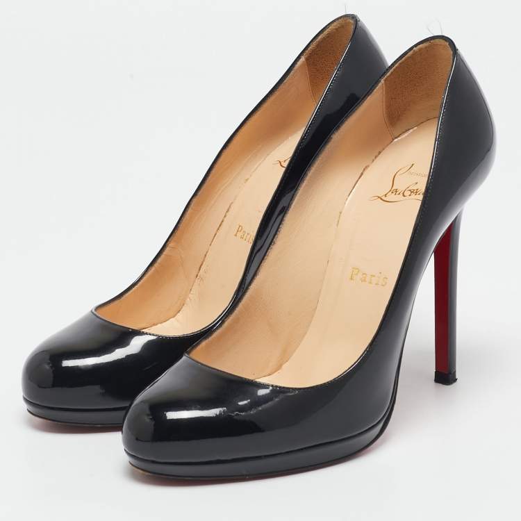 Pre Owned Christian Louboutin Black Patent Leather New Simple Pumps Size 38.5