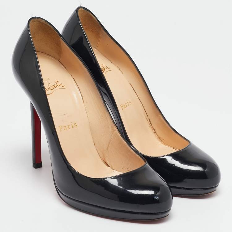Pre Owned Christian Louboutin Black Patent Leather New Simple Pumps Size 38.5