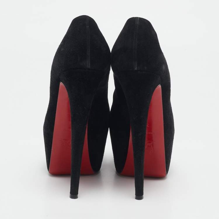Pre Owned Christian Louboutin Black Suede Lady Daf Mary Jane Pumps Size 39