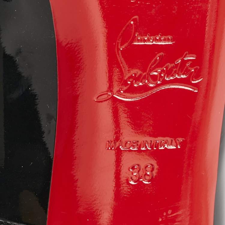 Pre Owned Christian Louboutin Black Patent Leather Very Prive Pumps Size 38