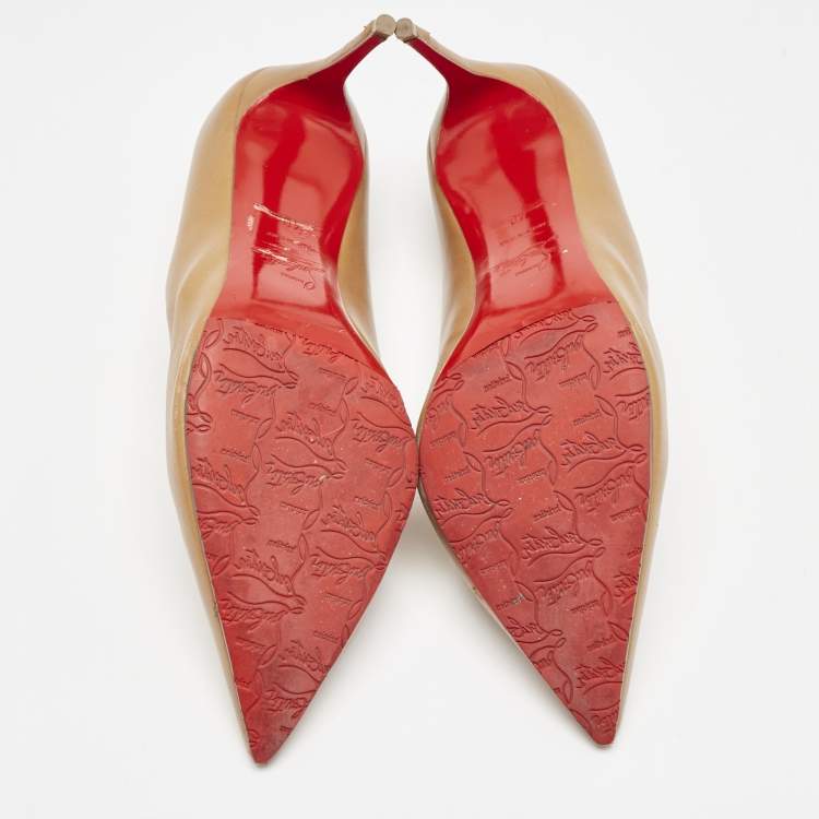 Pre Owned Christian Louboutin Beige Leather Pigalle Pumps Size 40