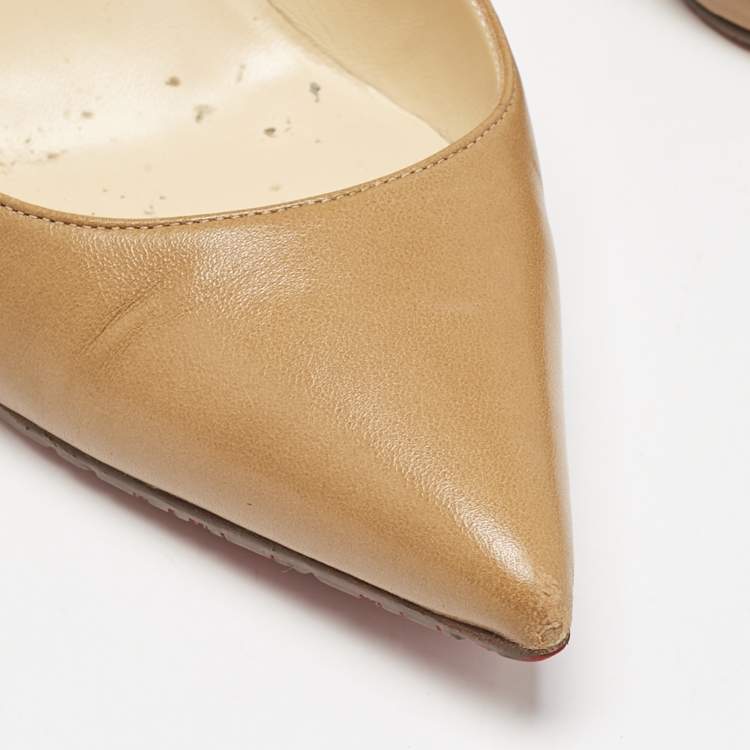 Pre Owned Christian Louboutin Beige Leather Pigalle Pumps Size 40