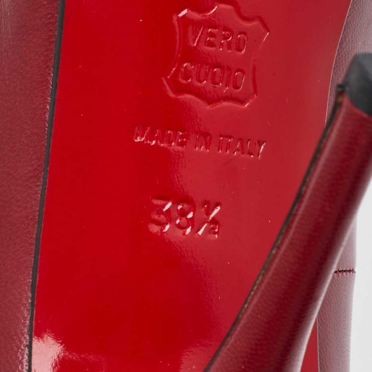 Pre Owned Christian Louboutin Dark Red Leather Kate Max Pumps Size 38.5