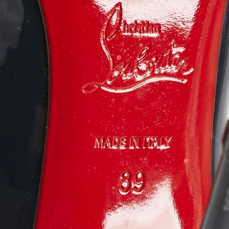 Pre Owned Christian Louboutin Navy Blue Patent Leather Pigalle Pumps Size 39