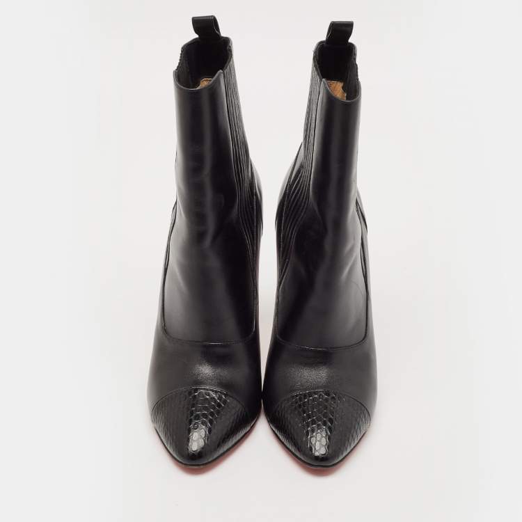 Pre Owned Christian Louboutin Black Leather Me In The 90s Ankle Length Boots Size 39