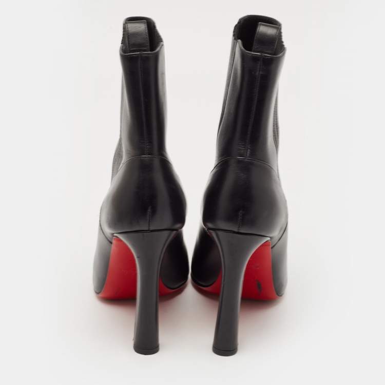 Pre Owned Christian Louboutin Black Leather Me In The 90s Ankle Length Boots Size 39