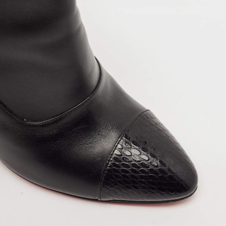 Pre Owned Christian Louboutin Black Leather Me In The 90s Ankle Length Boots Size 39