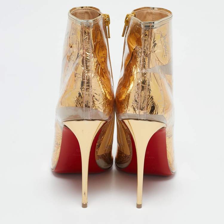 Pre Owned Christian Louboutin Transparent PVC Booty Ankle Length Boots Size 39