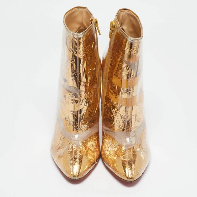 Pre Owned Christian Louboutin Transparent PVC Booty Ankle Length Boots Size 39