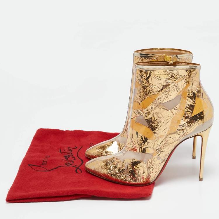Pre Owned Christian Louboutin Transparent PVC Booty Ankle Length Boots Size 39