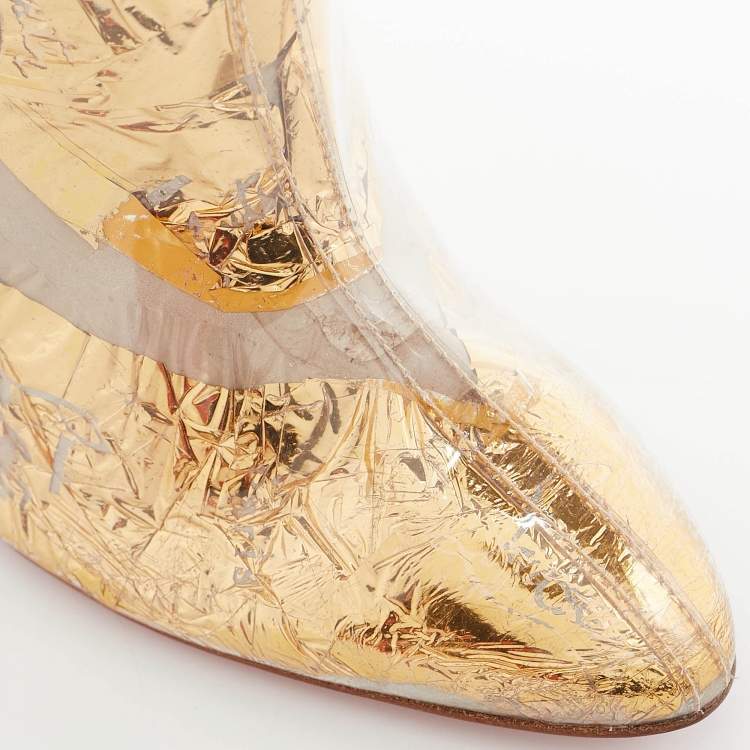 Pre Owned Christian Louboutin Transparent PVC Booty Ankle Length Boots Size 39
