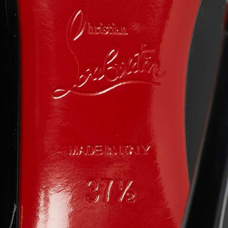 Pre Owned Christian Louboutin Black Patent Leather Kate Pumps Size 37.5