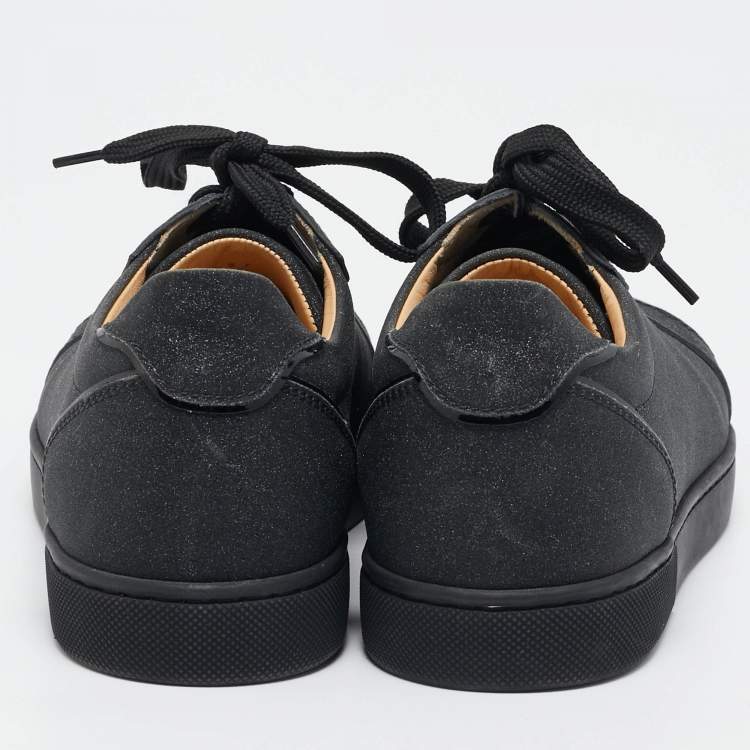 Pre Owned Christian Louboutin Black Glitter Louis Junior Low Top Sneakers Size 37