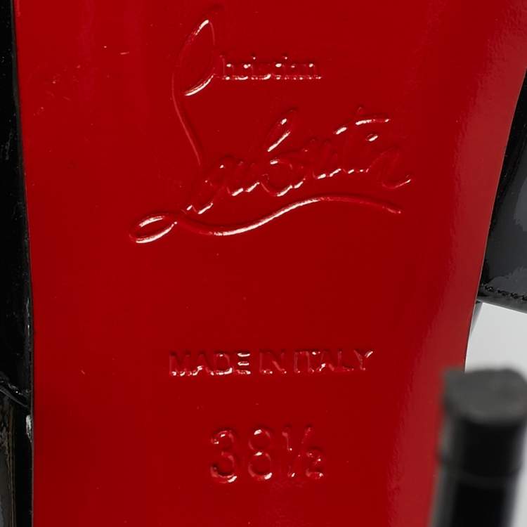 Pre Owned Christian Louboutin Black Patent Leather Catchy Pumps Size 38.5