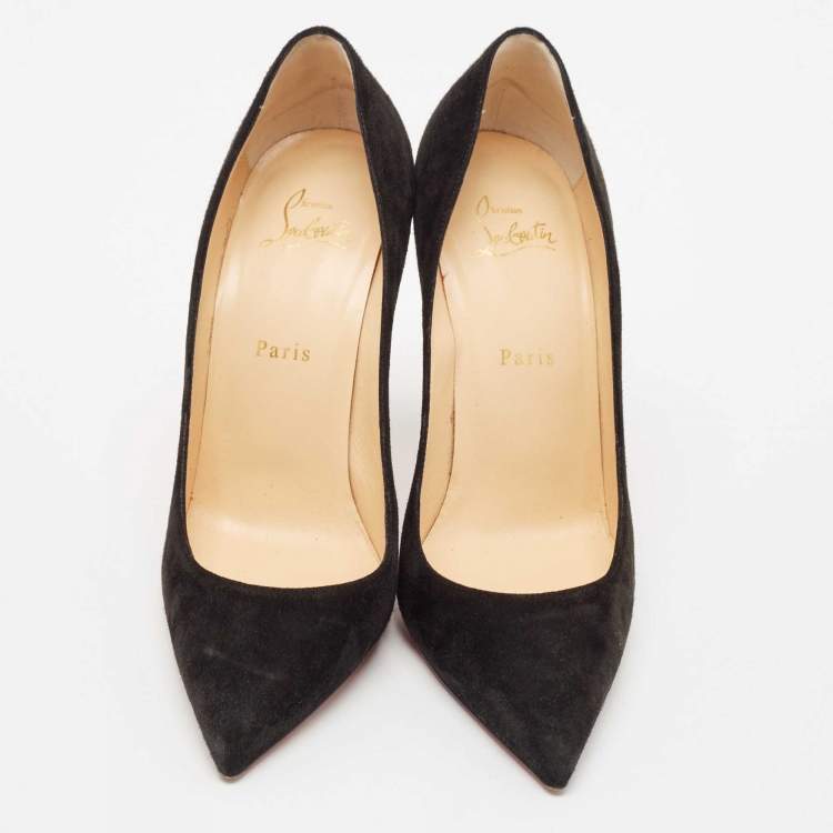 Pre Owned Christian Louboutin Black Suede So Kate Pumps Size 39.5