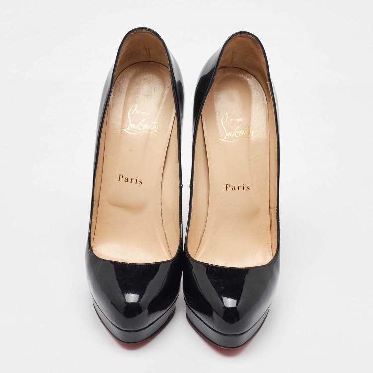 Pre Owned Christian Louboutin Black Patent Leather Bianca Platform Pumps Size 39