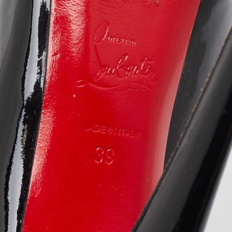 Pre Owned Christian Louboutin Black Patent Leather Bianca Platform Pumps Size 39