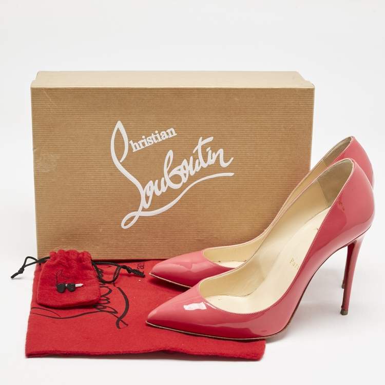 Pre Owned Christian Louboutin Pink Patent Leather Pigalle Follies Pumps Size 38