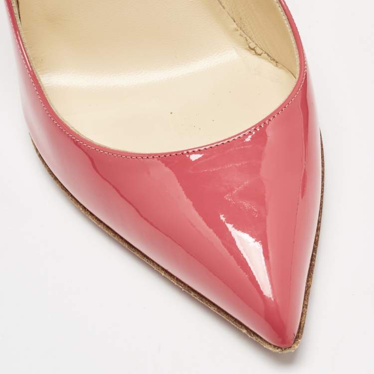 Pre Owned Christian Louboutin Pink Patent Leather Pigalle Follies Pumps Size 38