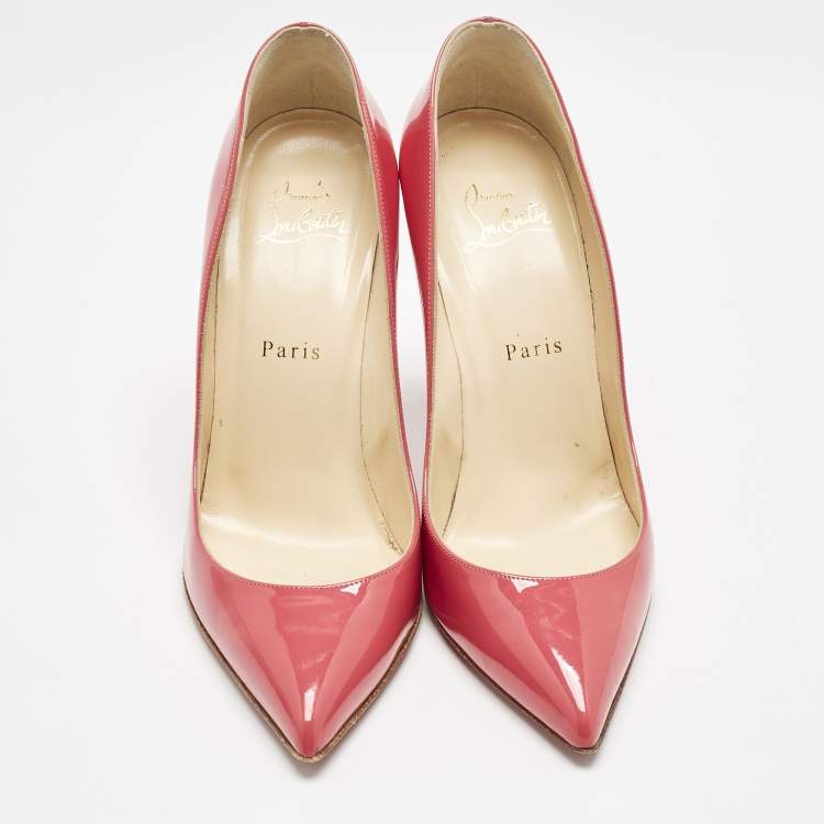 Pre Owned Christian Louboutin Pink Patent Leather Pigalle Follies Pumps Size 38