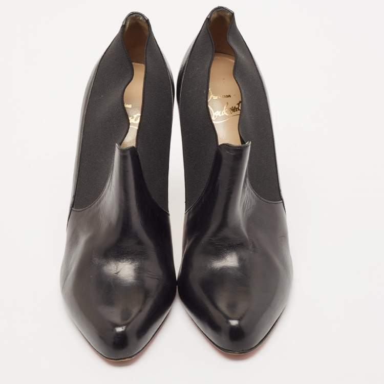 Pre Owned Christian Louboutin Black Leather Belle Ankle Boots Size 39.5
