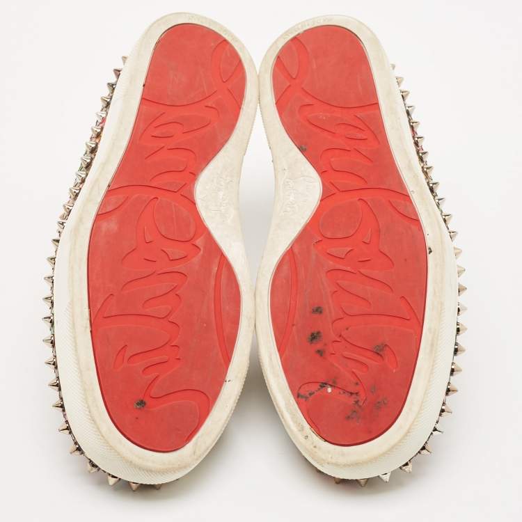 Pre Owned Christian Louboutin Gold Python Leather Pik Boat Slip On Sneakers Size 38