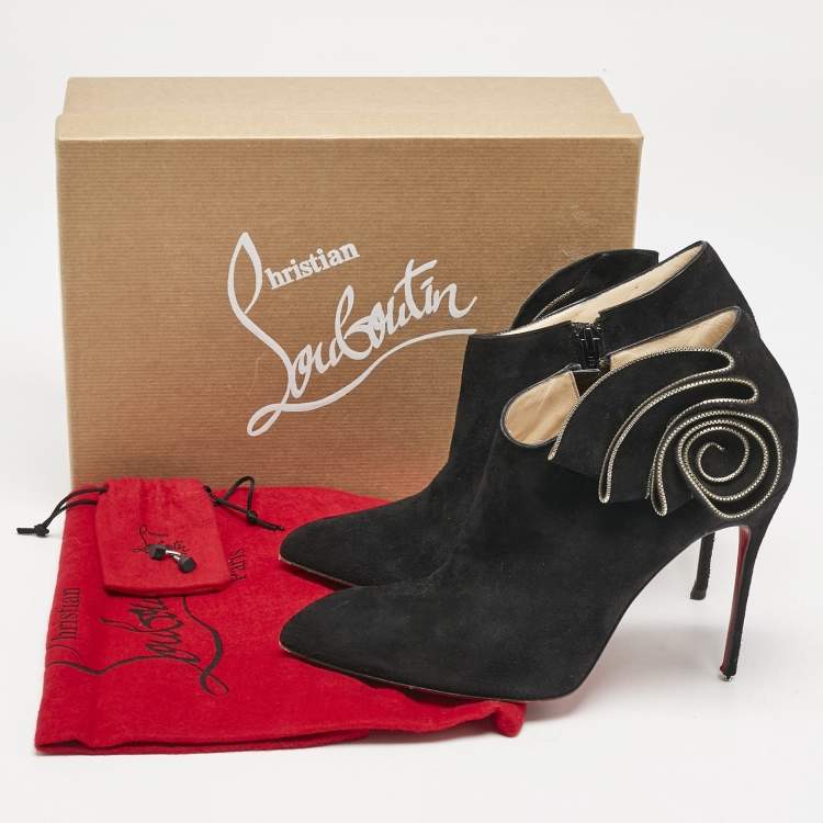 Pre Owned Christian Louboutin Black Suede Mrs Baba Booties Size 39