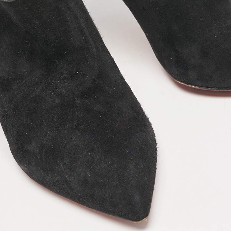 Pre Owned Christian Louboutin Black Suede Mrs Baba Booties Size 39