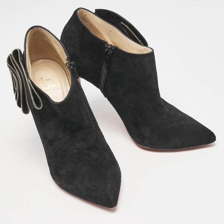 Pre Owned Christian Louboutin Black Suede Mrs Baba Booties Size 39
