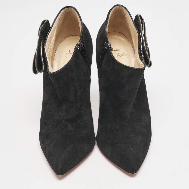 Pre Owned Christian Louboutin Black Suede Mrs Baba Booties Size 39