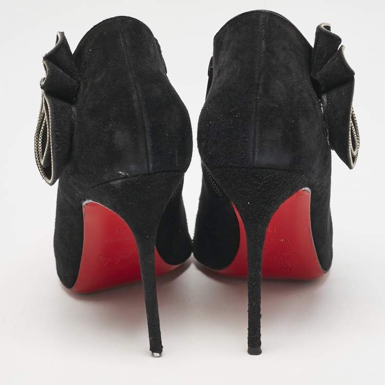 Pre Owned Christian Louboutin Black Suede Mrs Baba Booties Size 39