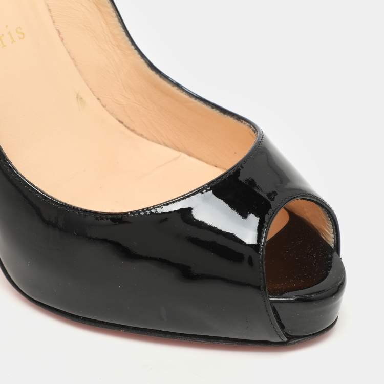 Pre Owned Christian Louboutin Black Patent Leather New Prive Pumps Size 38