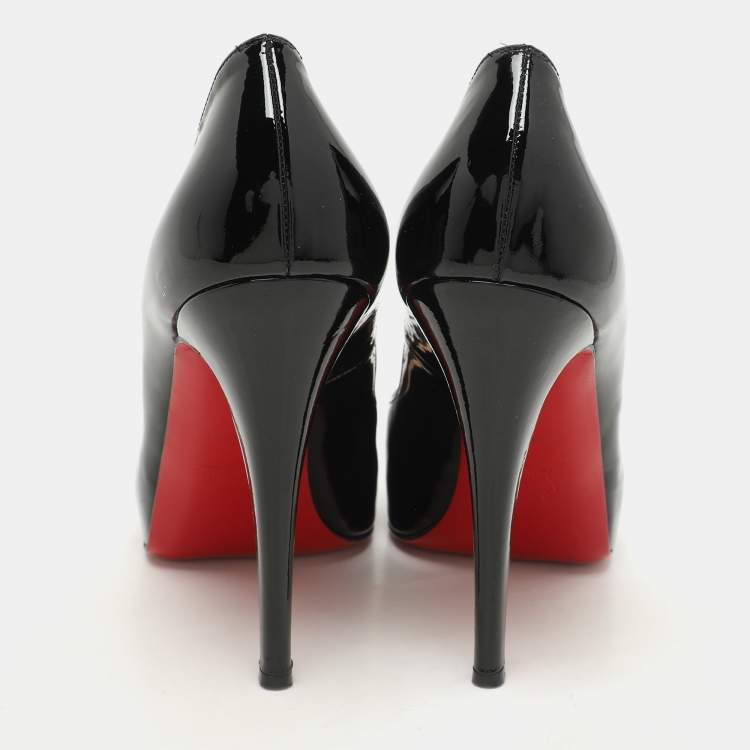 Pre Owned Christian Louboutin Black Patent Leather New Prive Pumps Size 38
