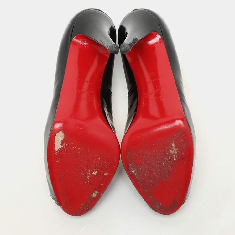 Pre Owned Christian Louboutin Black Patent Leather New Prive Pumps Size 38