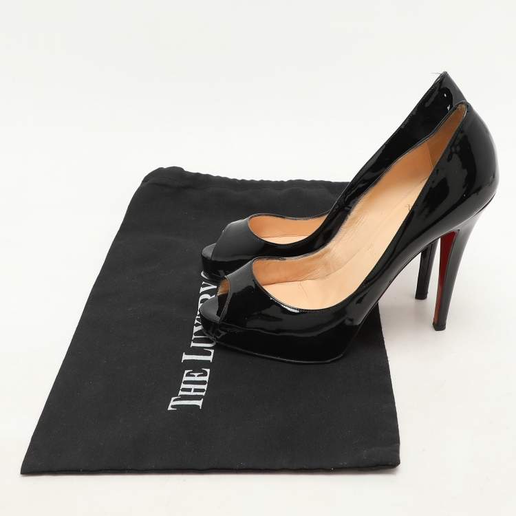Pre Owned Christian Louboutin Black Patent Leather New Prive Pumps Size 38