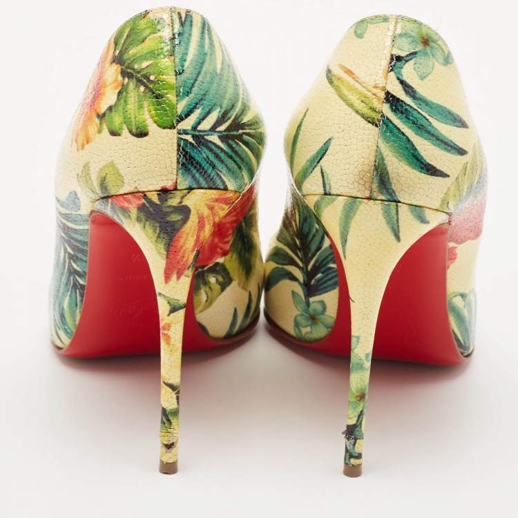Pre Owned Christian Louboutin Multicolor Leather Follies Pumps Size 38.5