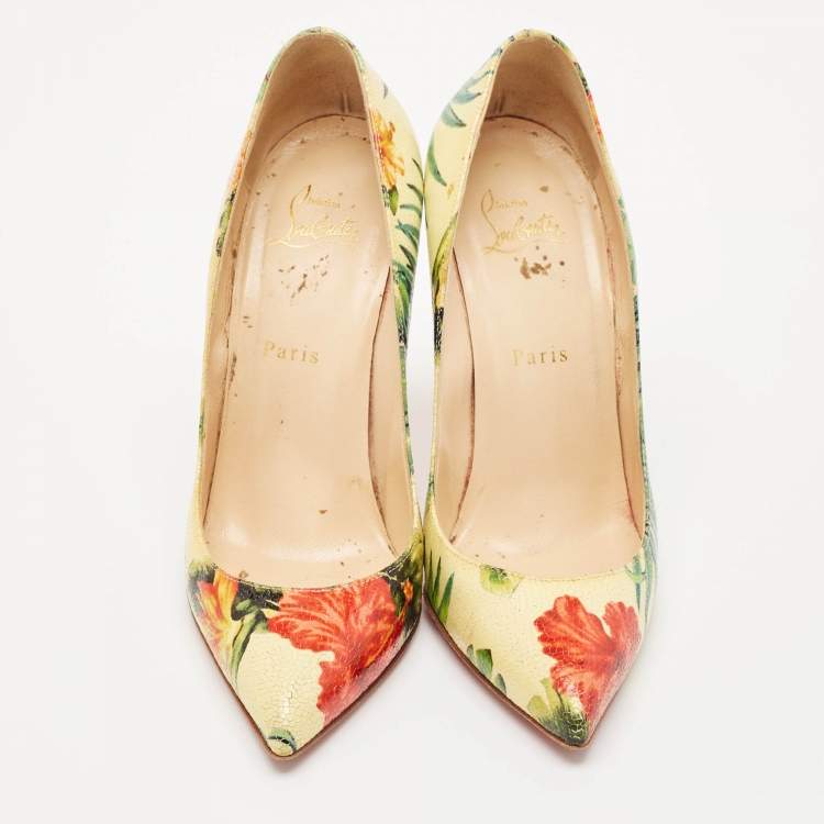 Pre Owned Christian Louboutin Multicolor Leather Follies Pumps Size 38.5
