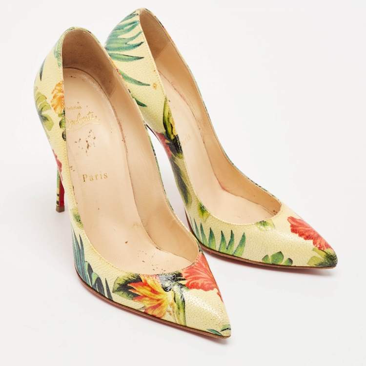 Pre Owned Christian Louboutin Multicolor Leather Follies Pumps Size 38.5