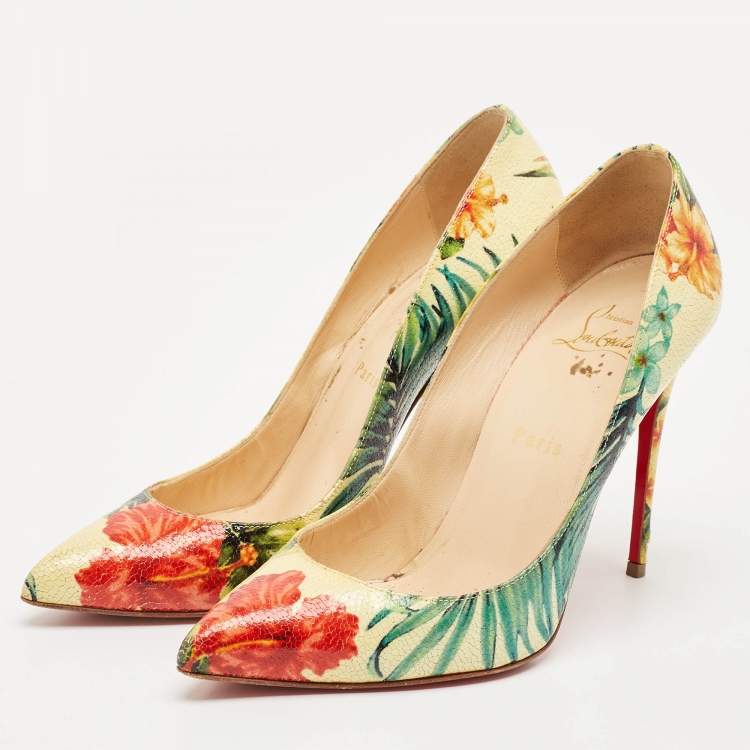 Pre Owned Christian Louboutin Multicolor Leather Follies Pumps Size 38.5