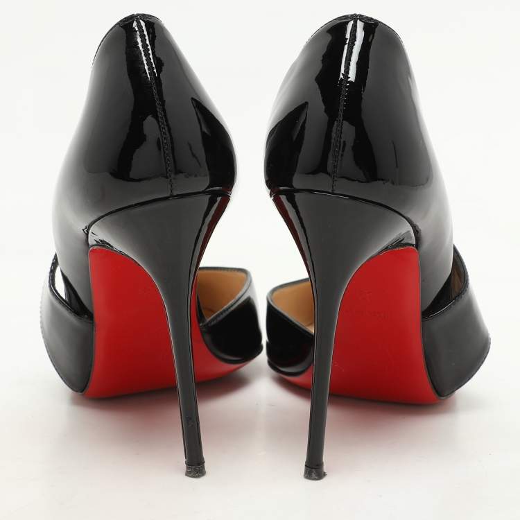 Pre Owned Christian Louboutin Black Patent Leather Ograde Pumps Size 39
