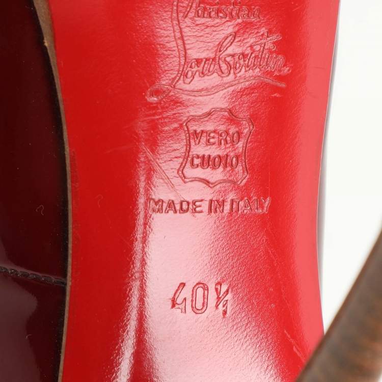 Pre Owned Christian Louboutin Red Patent Leather Peep Toe Platform Pumps Size 40.5