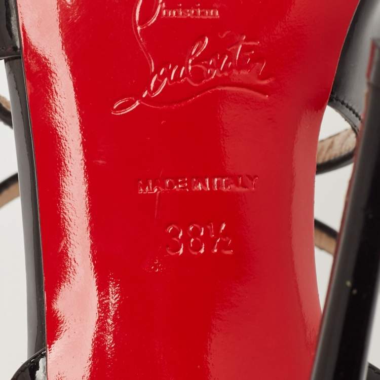 Pre Owned Christian Louboutin Black Patent Leather Crossfliketa Pumps Size 38.5