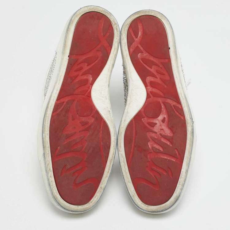 Pre Owned Christian Louboutin White Leather Louis Strass Sneakers Size 39