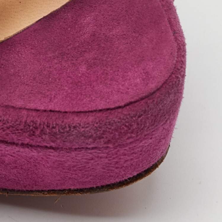 Pre Owned Christian Louboutin Pink Suede Balota Strappy Platform Sandals Size 40
