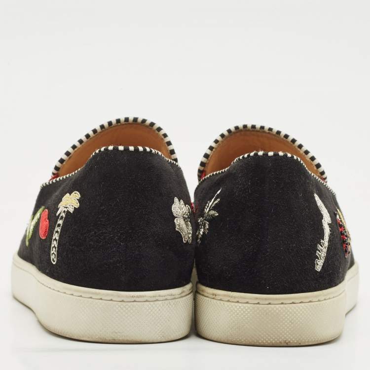 Pre Owned Christian Louboutin Black Suede Pik N Luck Sneakers Size 38